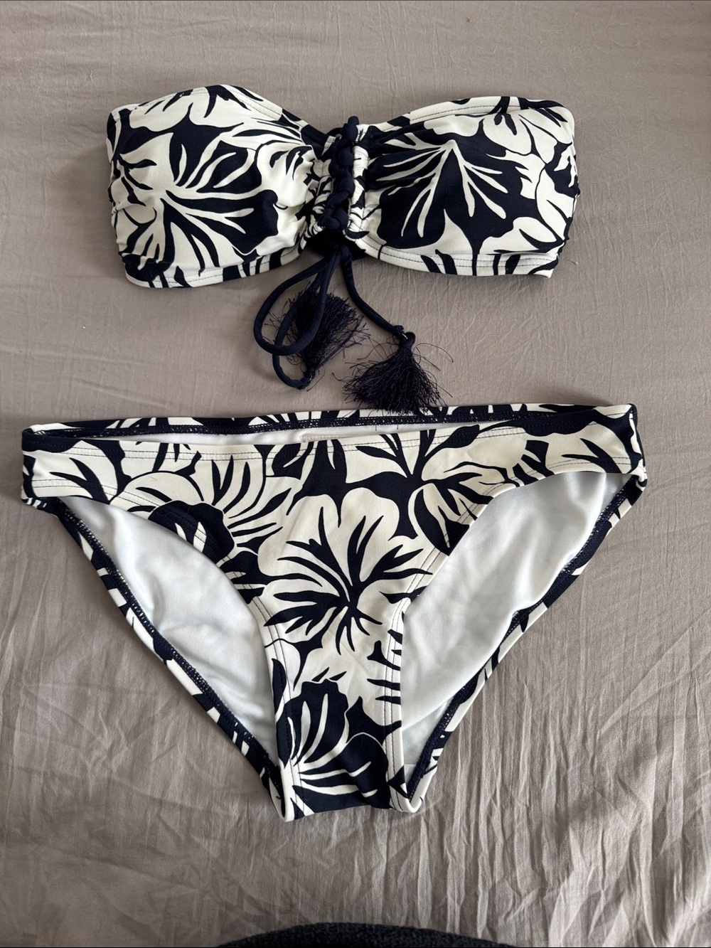 MICHAEL Michael Kors Navy and White Bandeau Bikini Set